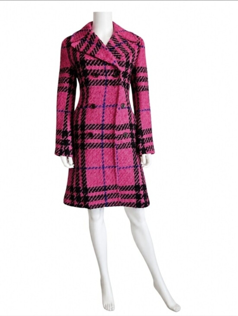 JUNYA WATANABE COMME DES GARCONS | FW01 Pink Plaid Wool Coat Size Medium - Picture 2 of 9
